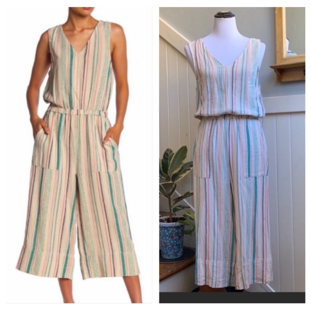 Splendid Wide Leg Striped Sleeveless Jumpsuit
